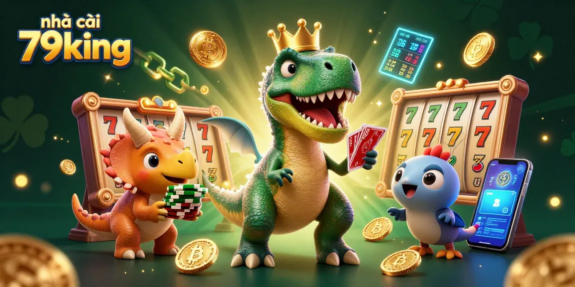 Engage with the dynamic scene of nhà cái 79king featuring characters playing card games surrounded by vibrant casino elements.