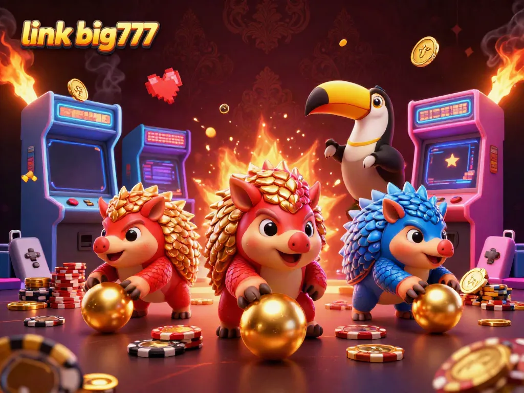 Spin to win at link big777 with playful pangolins amidst vibrant casino action!